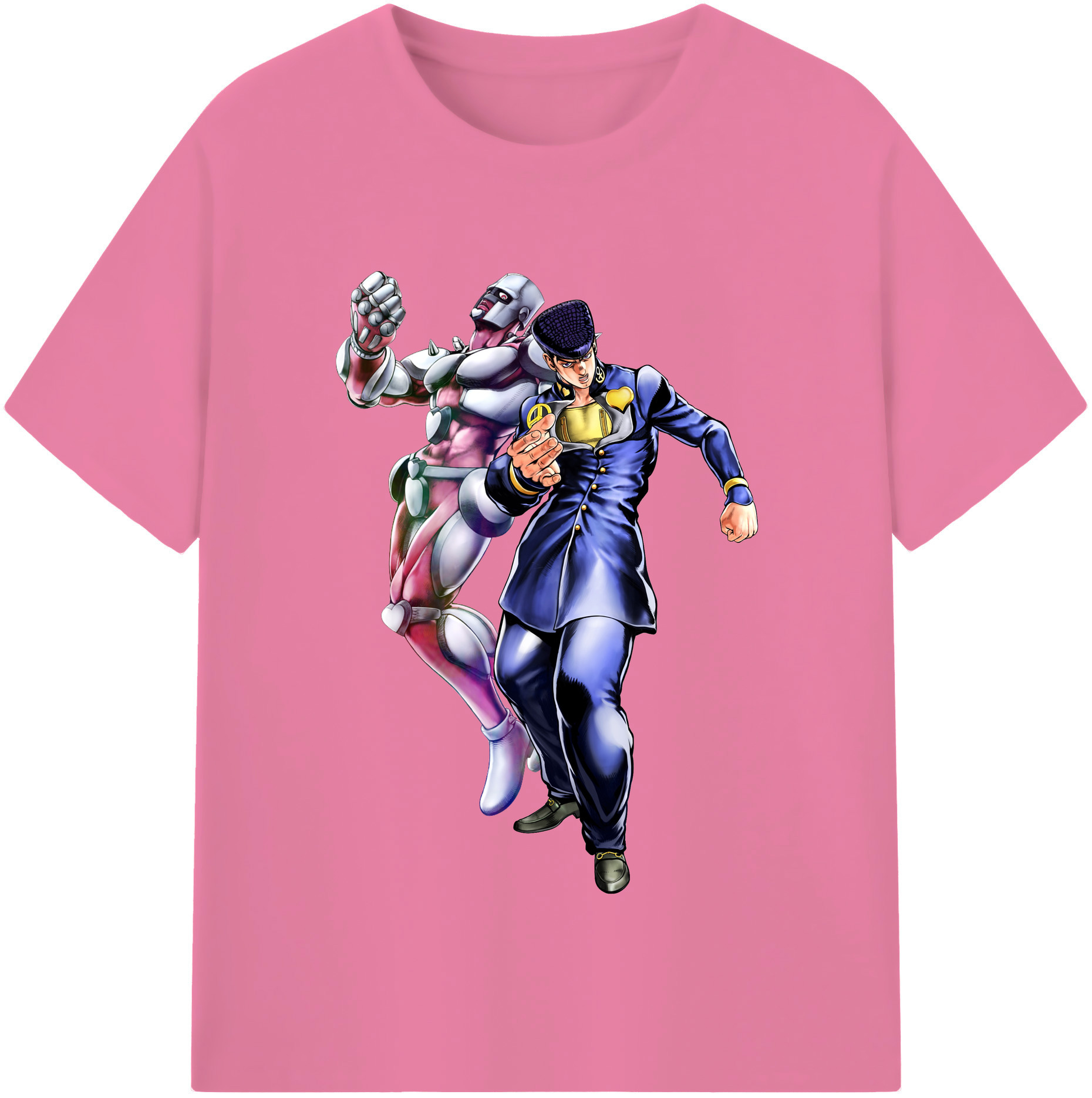 （画像用） ジョジョの奇妙な冒険 ひがしかた じょうすけ JoJo's Bizarre Adventure Higashikata Josuke 綿100％半袖Tシャツ（フロントプリント）